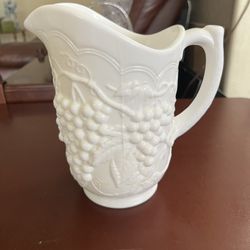 Vintage Milk Glass Pitcher 