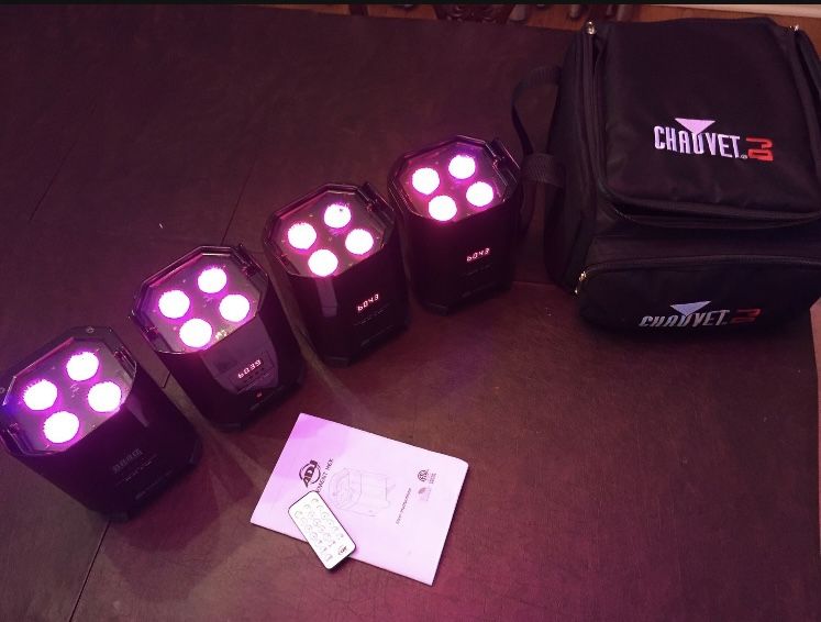 ADJ Element HEX Battery Powered Wireless LED Up Lights - 4 Pack With Case & IR Remote