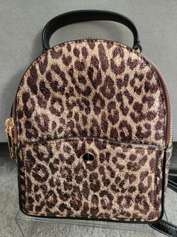 Kate Spade Amelia Metallic Leopard Mini Convertible Backpack