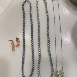 18k 14k 10k Gold Pearl And Coral Jewelry Lot