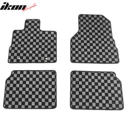 Fits 2010-2017 Chevy Equinox Floor Mats Non-Slip Carpets Checkered Black Gray Plaid
