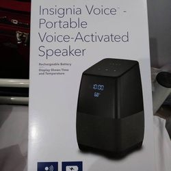 Like-new Insignia voice-activated portable Bluetooth speaker. 