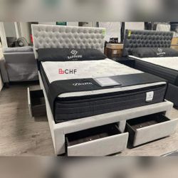 Queen / Eastern King Size Bed Frame With Storage - Mattress Sold Separately