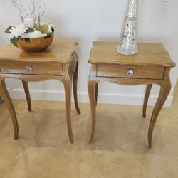 Beautiful Elegant Tall Washed Oak End Tables