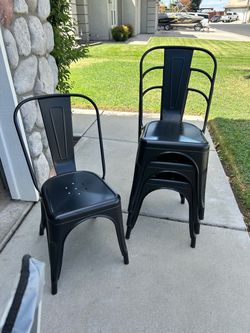 Set of 4 Black Metal  Chairs