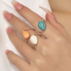 3pcs Stone Decor Ring