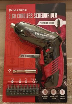 New- Firestone 3.6V Cordless Screwdriver 2- Position Handle