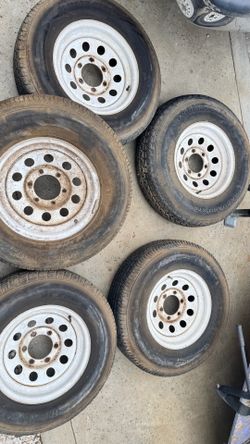 5 Trailer Tires & Rims – ST225/75R15 Load Range E (10 Ply) Vanguard STR