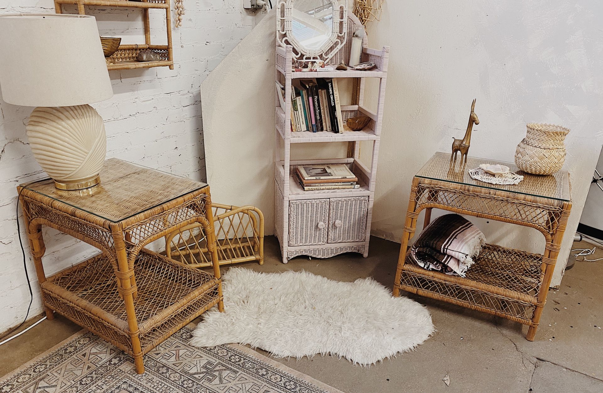 Vintage Wicker Rattan Side Table(s)