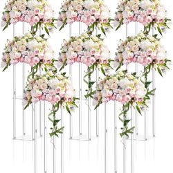 Geetery 8 Pieces Tall Acrylic Vase Wedding Centerpieces Clear  X(144)