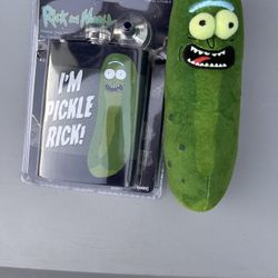 Pickle Rick Flask And Plush