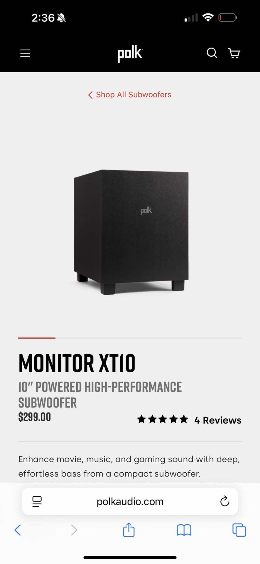Polk subwoofer Speaker
