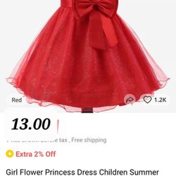Girl Flower Princess Dress Size 11.