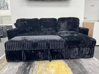 Jumbo Plush Corduroy Sofa bed w/Storage