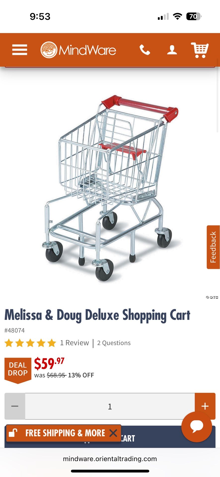 Melissa And Doug Metal Shopping Cart