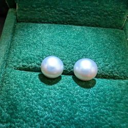 8mm Silver Natural Real Pearl Earrings On .925 Silver Studs