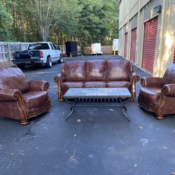 High End Complete Living Room Set Top Grain Leather 