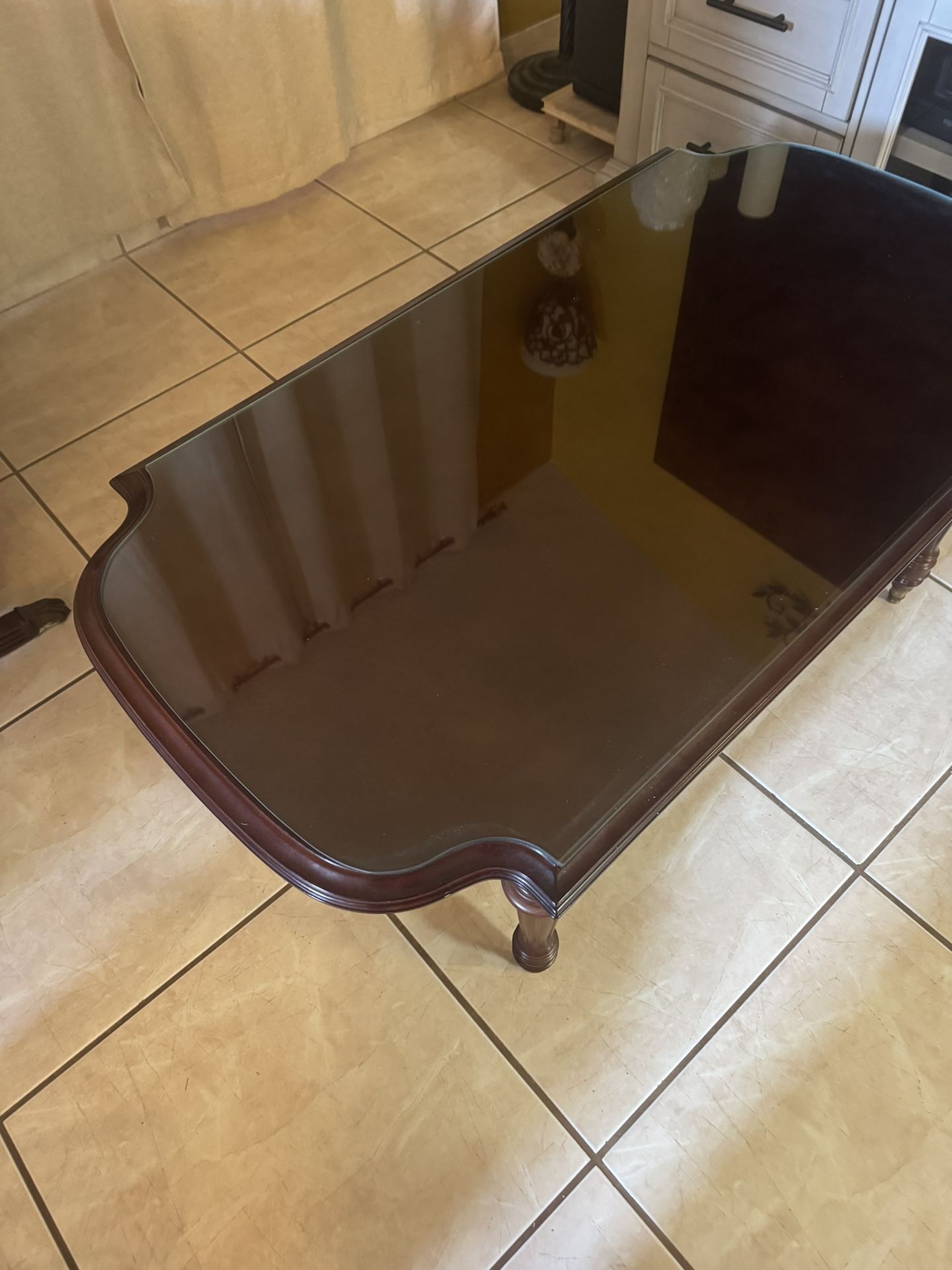 Antique Glass Top Side Table.