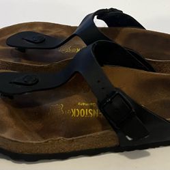 Birkenstock Gizeh Women's Size: 38 / 7 Black Thong Sandals Shoe Buckle Slip On