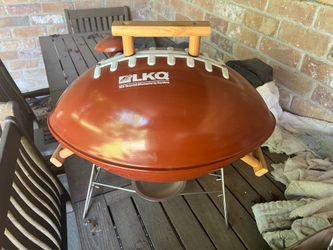 Football shaped grill great for tailgating!