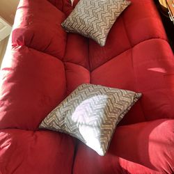 Suede Reclining red couch 