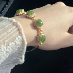 Real Jade Gold Plated Necklace 