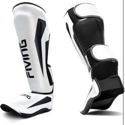 FIVING MMA Martial Arts Shin Guards – Padded, Adjustable Muay Thai Leg Guards with Instep Protection for Kickboxing/MMA Training and Sparring – Durabl