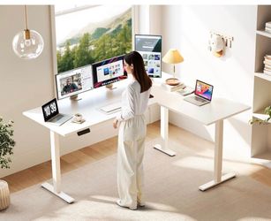 New 63” Electric Standing Desk – L Shape Workspace