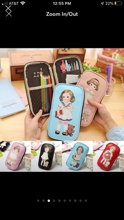 New Doll Pencil Case Cosmetic Case black /blue/pink
