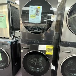 Gas Washer Dryer Stackable WashTower, LG Black Stainless 27’wide 