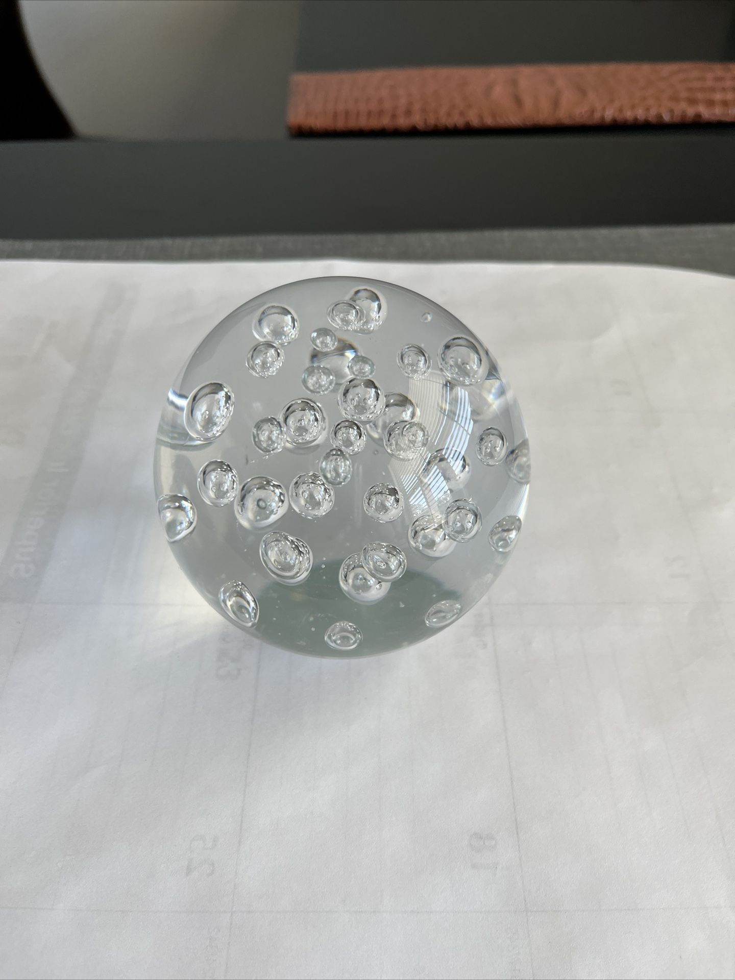Vintage Clear Glass Bubble Art Paperweight