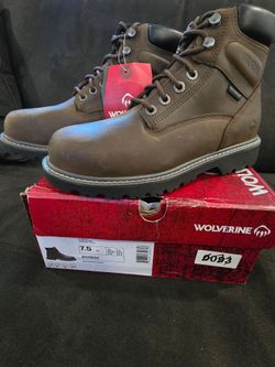 Wolverine Brown Waterproof Work Boots Size US 7.5. Steel toe