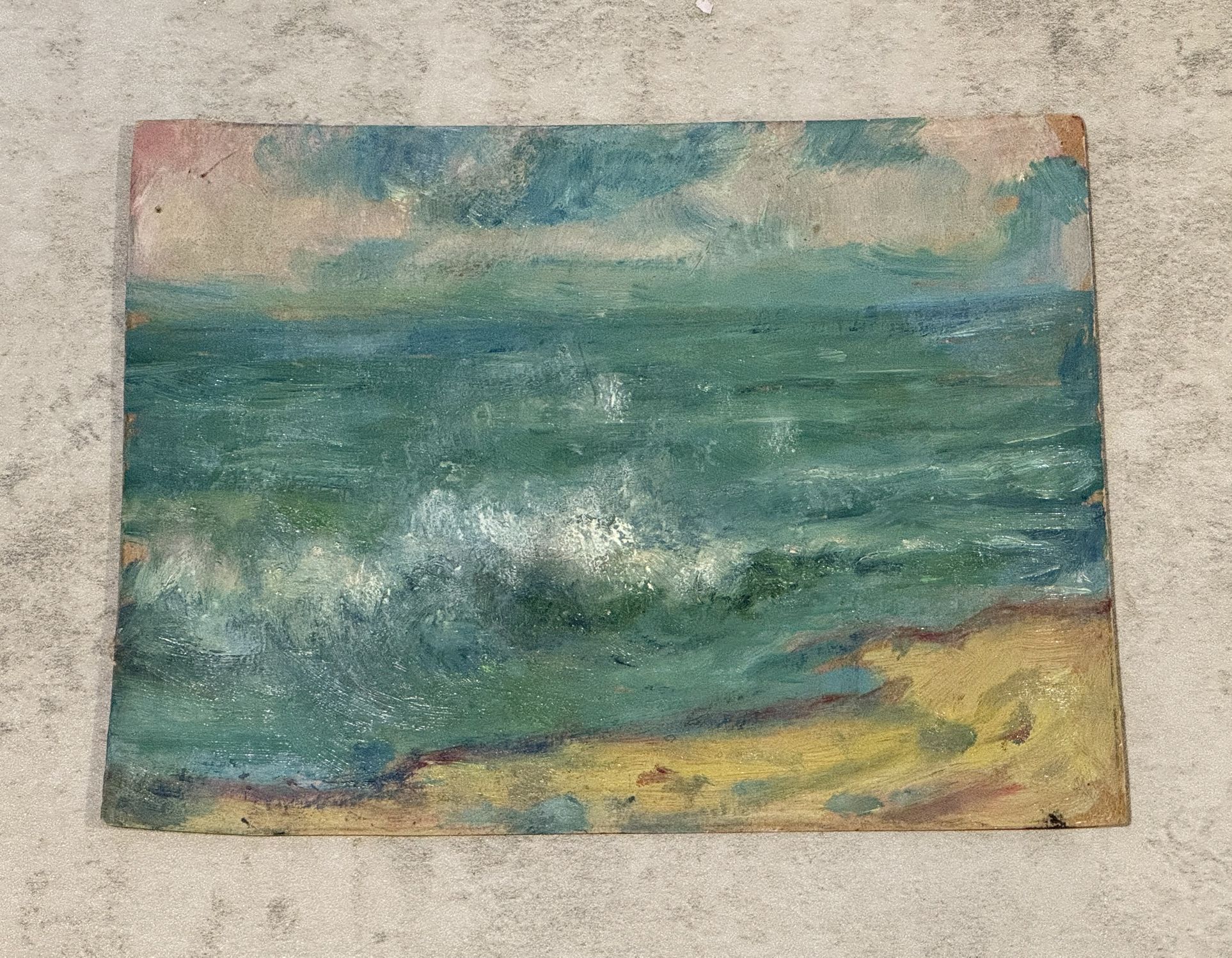 LOUISE KAMP (1(contact info removed)) Incredible c1940s Seascape Oil Painting (Listed, NY.)