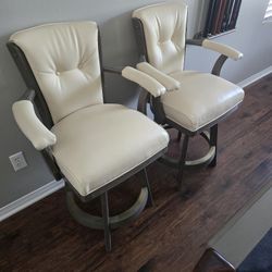 Real LEATHER And WOOD Stools