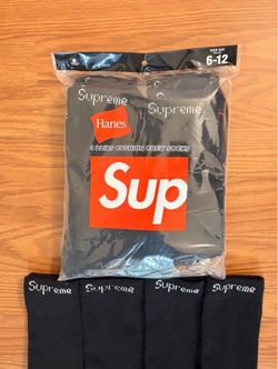 Supreme x Hanes Black Crew Socks 4-Pack