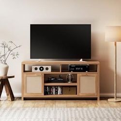 Rattan TV Stand with Storage Place, 58"