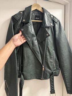 Me Jane XL deep green faux leather jacket