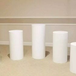 Circle pillars cylinders Wedding party backdrop table cake stand pedestal white cylinder Wedding decoration