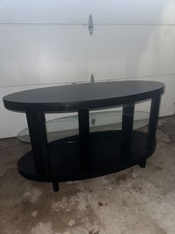 Small Wooden Table With Glass Shelf