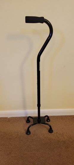 Black Adjustable Quad Walking Cane 