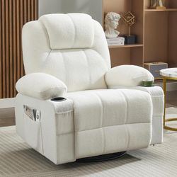 Swivel Rocker Recliner Chair with Heat and Massage, Big Oversized Rocking Single Sofa for Living
