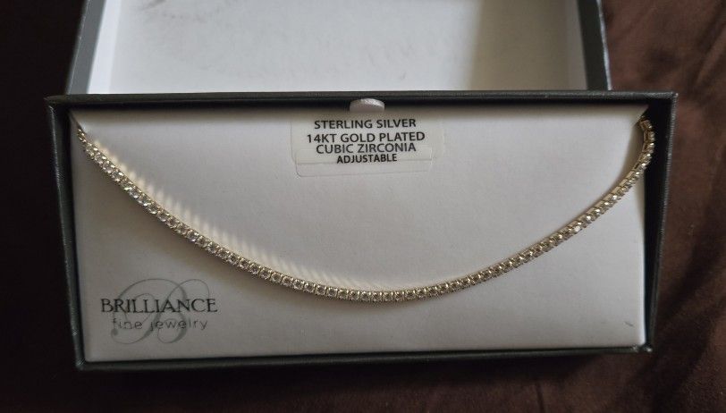 NEW BRILLIANCE STERLING SILVER ADJUSTABLE NECKLACE