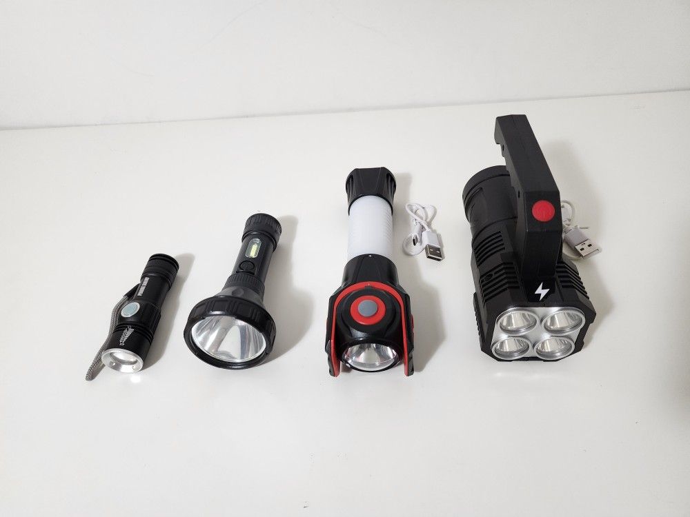 4pcs Flashlight Portable Lamp With Built-in Battery USB Rechargeable LED Flashlights
