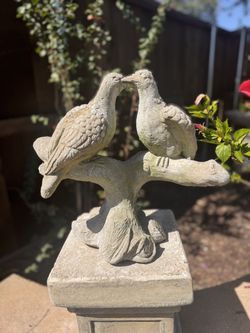 Beautifully Weathered Concrete Love Bird Statue