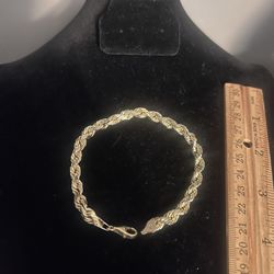  10k Gold Rope Chain Bracelet 7.5 Grams 8.5 Inch 6.4mm THICK! Hollow Pulso De Oro Dorsal 