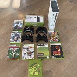 Xbox 360 With 8 Games And 4 Controllers