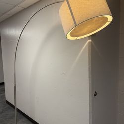 78" Arch Floor Lamp with Adjustable Metal Arm and Fabric Shade, Contemporary Design, Brushed Nickel
