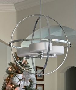 Olsay Kichler Polished Chrome chandelier with etched glass lights