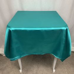 4 Turquoise Rectangle Satin Table Cloths 
