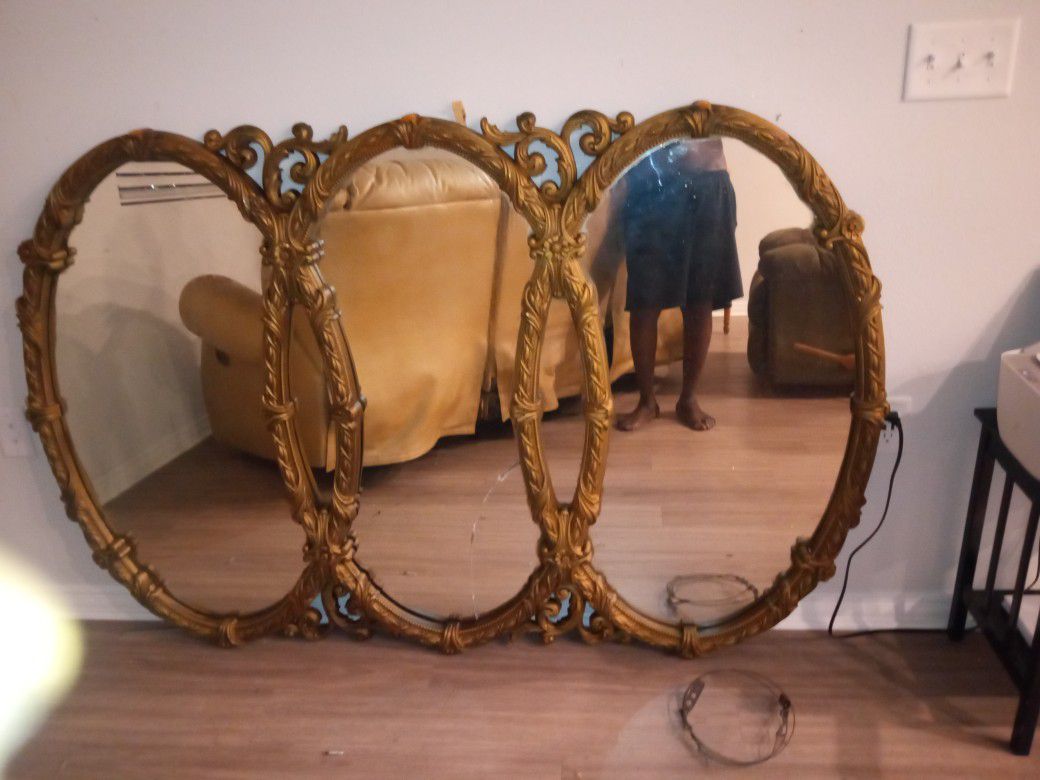 Antique Three Connected Mirrors
